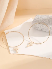 Pendientes decoración cruzada - Amarillo Oro - Ver 3