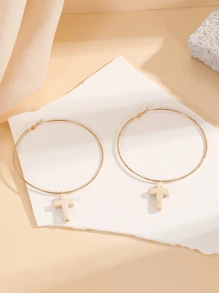 Pendientes decoración cruzada - Amarillo Oro - Ver 4