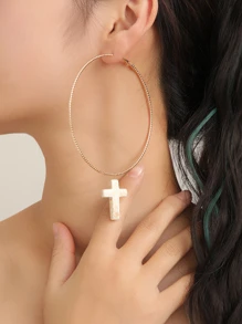 Pendientes decoración cruzada - Amarillo Oro - Ver 1