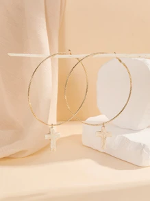 Pendientes decoración cruzada - Amarillo Oro - Ver 2