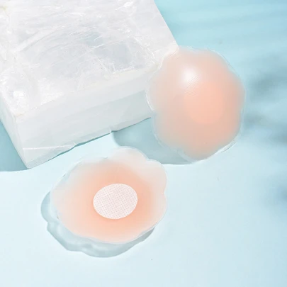 1對胸貼抹胸黏隱形提臀矽膠胸罩適用於露背連衣裙粉色的