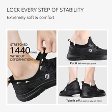 Women's Slip On Walking Shoes Breathable Comfortable Sneakers - 黑色 - 查看 5