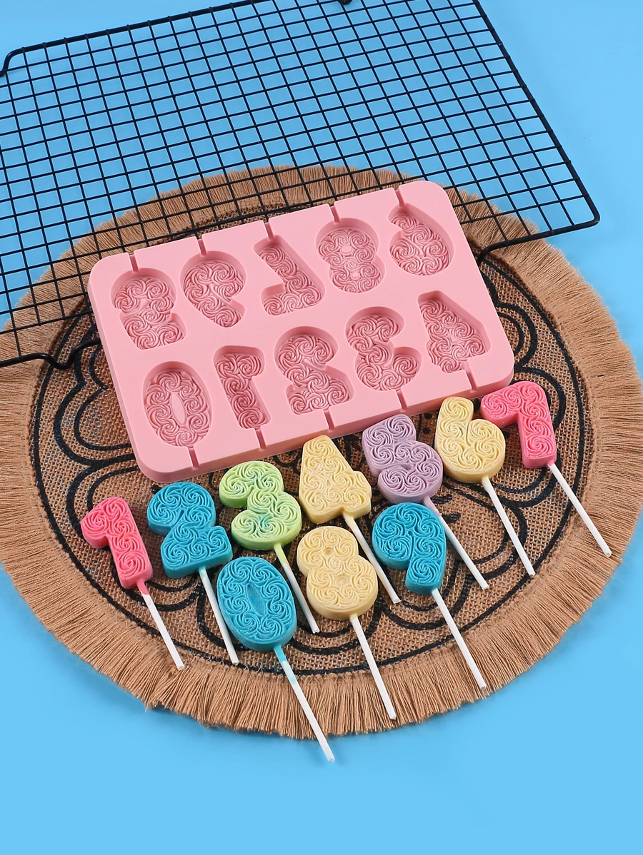 1 Piece Of Digital Candle Making Silicone Mold - Pink - View 1