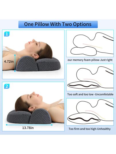 Cervical Memory Foam Pillow, Contour Pillows Neck Shoulder Pain, Ergonomic Orthopedic Sleeping Contoured Support Kussen Side Sleepers, Back Stomach Sleepers view 3