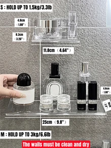 1 pezzo Scaffali portaoggetti montaggio a parete trasparente senza perforazione