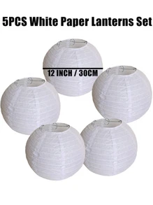 5 件纯色 4 英寸吊灯装饰，圣诞节 - 白色 - 查看 6