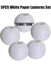 5 件纯色 4 英寸吊灯装饰，圣诞节 - 白色 - 查看 4