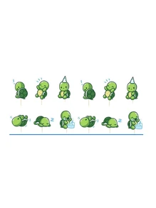 32入組綠色烏龜主題派對用品,生日派對場景裝飾套裝 - 彩色 - 查看 4