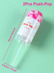 2pcs Pink Hand Push Pop Confetti Party Wedding Atmosphere Decoration  Confetti Birthday Party Backdrops - Pink - View 3