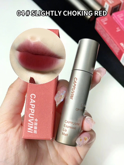 Cappuvini احادي مخملي مادة ضبابي ملمع شفاه , ضد للماء غير لاصق فنجان ملمع شفاه ليس من السهل خلع المكياج لا تتلاشى احمر الشفاة سائل