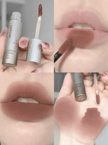 Cappuvini 單絲絨霧面霧唇彩，防水不沾杯唇釉防暈染不褪色 Y2K 液體唇膏 - 咖啡 - 查看 2