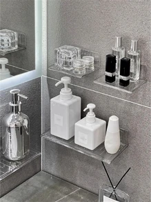 1入組透明寵物壁掛式化妝品和浴室收納架子 - 無色 - 查看 1