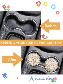 2入組花朵圖案汽車杯墊 - 彩色 - 查看 4