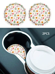 2入組花朵圖案汽車杯墊 - 彩色 - 查看 3