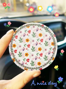 2入組花朵圖案汽車杯墊 - 彩色 - 查看 2