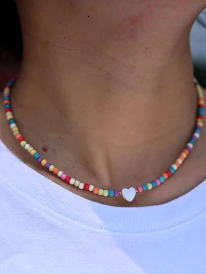 4MM Konstgjord Turkos Pärla Choker Shell Heart Halsband För Kvinnor Yoga Pärlstav Billiga Boho Choker Y2K Smycken Accessoarer