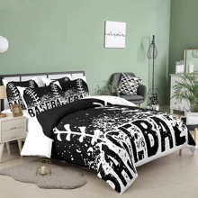 Baseball Comforter Set For Boys American Flag Comforter Set Kids Boys Sports Bedding Set With Pillowcases,Teen Boys Comforter Set All-Season Use Twin/Full/Queen Size - 黑色 - 查看 2