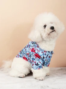 1 Áo Sơ Mi In Hình Thú Cưng Màu Xanh Cho Chó & Mèo, Mùa Xuân Và Mùa Hè Áo Sơ Mi Mỏng Ở Nhà - Màu xanh lam - Xem 3