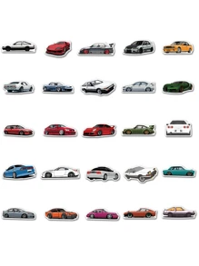 50入組卡通車輛塗鴉貼紙適用於滑板,行李,筆記本電腦,水瓶,REWARD禮物