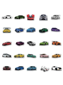 50入組卡通車輛塗鴉貼紙適用於滑板,行李,筆記本電腦,水瓶,REWARD禮物