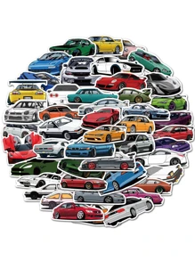 50入組卡通車輛塗鴉貼紙適用於滑板,行李,筆記本電腦,水瓶,REWARD禮物