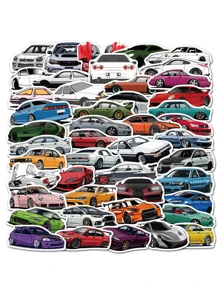 50入組卡通車輛塗鴉貼紙適用於滑板,行李,筆記本電腦,水瓶,REWARD禮物