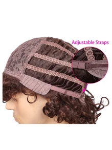 Men's Short Curly Brown 60s 70s 80s Disco Costume Wig With Necklace Chain And Moustache For 70's Party And Halloween - Brown - View 6