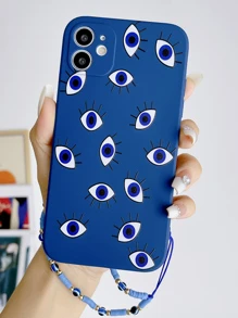 Funda de teléfono con patrón de ojo malvado azul y cordón, versión internacional, no la versión nacional - Multicolor - Ver 2