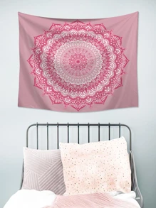 1pc Geometric Flower Pattern Tapestry, Flag For Room, Room Decor, Tapestry, Wall Decor, Wall Art, Home Decor, Room Stuffs, Flags For Room, Tapestry Wall Tapestry, Pink Tapestry - Multicolor - View 7
