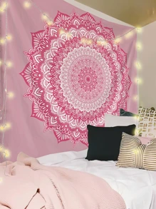1pc Geometric Flower Pattern Tapestry, Flag For Room, Room Decor, Tapestry, Wall Decor, Wall Art, Home Decor, Room Stuffs, Flags For Room, Tapestry Wall Tapestry, Pink Tapestry - Multicolor - View 1