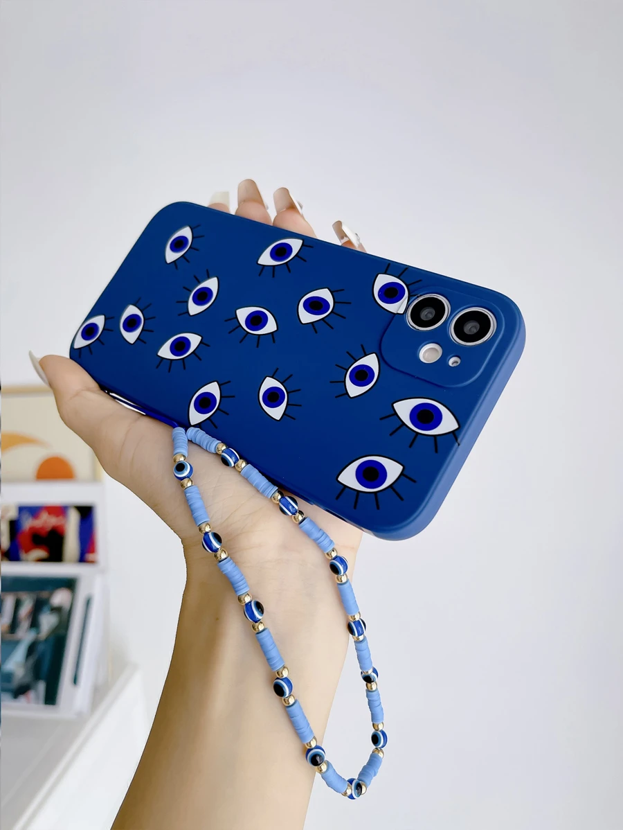 Funda de teléfono con patrón de ojo malvado azul y cordón, versión internacional, no la versión nacional - Multicolor - Ver 1