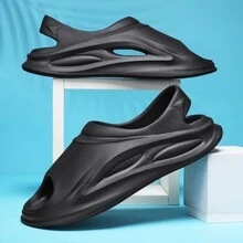 Dép chống trượt mùa hè hợp thời trang mới cho nam, dép xỏ ngón ngoài trời nhẹ và thông thường - màu đen - Xem 2