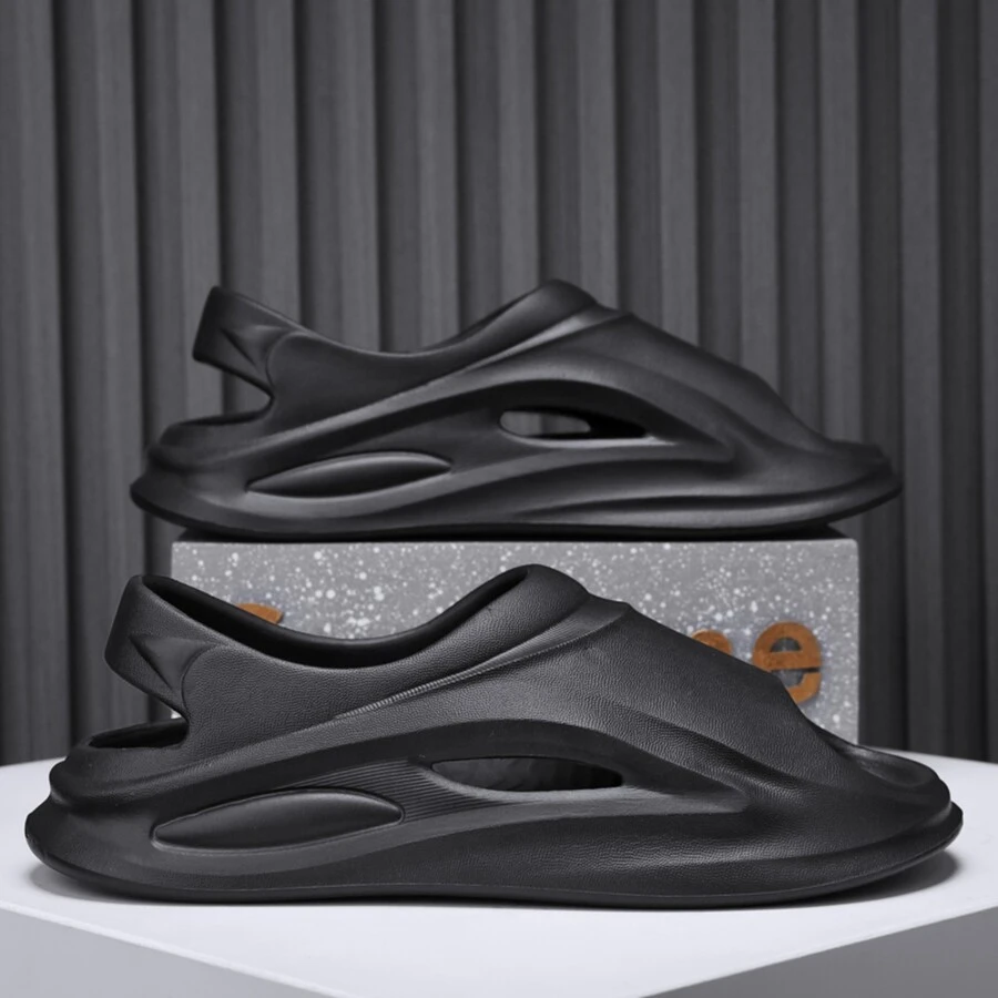 Dép chống trượt mùa hè hợp thời trang mới cho nam, dép xỏ ngón ngoài trời nhẹ và thông thường - màu đen - Xem 1