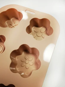 硅膠6個花型帶孔蛋糕模具,帶花孔的果凍或布丁模具,帶花孔的巧克力模具和慕斯模具,diy烘焙工具。耐熱,易脫模,可重複使用 - 粉色 - 查看 10