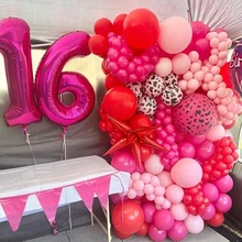 124 Cái/gói Bóng Hồng Hoa Vòng Hoa Vòm Bộ Đính Hôn, Đám Cưới, Sinh Nhật, Tắm Trang Trí - Hồng - Xem 4