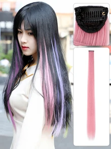 長款直筒合成纖維接髮 - 粉色 - 查看 1