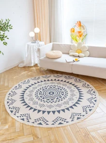 1pc Mandala Pattern Round Rug - Multicolor - View 1