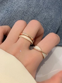 2入組/套簡約風和時尚和多用途和高端感覺和輕奢合金環適用於日常穿著