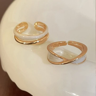 2 cái/bộ Đơn Giản & Thời Trang & Đa Năng & Cảm Giác Cao Cấp & Nhẹ Nhẫn Hợp Kim Sang Trọng Đeo Hàng Ngày