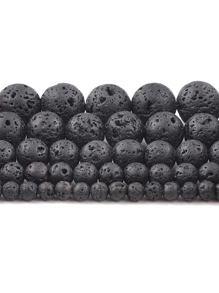 beadia Hạt đá núi lửa tổng hợp dạng tròn dùng làm đồ trang sức, vòng tay DIY 38cm 1 chuỗi 4/6/8/10/12mm - màu đen - Xem 5