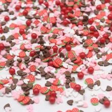 20G/Pacote Pvc Decoração O Preenchimento Parte Coração & Misturado Redondo Morango & Cerâmica Macia Fatiar & Plástico Vermelho Conta Diy Material