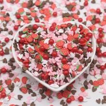 20G/Pacote Pvc Decoração O Preenchimento Parte Coração & Misturado Redondo Morango & Cerâmica Macia Fatiar & Plástico Vermelho Conta Diy Material