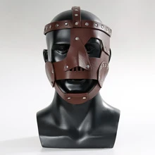 1pc Men'S Pu Leather Gladiator Mask, Perfect For Wwe Wrestling, Masquerade, Cosplay And Daily Use - Brown - View 3