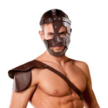 1pc Men'S Pu Leather Gladiator Mask, Perfect For Wwe Wrestling, Masquerade, Cosplay And Daily Use - Brown - View 2