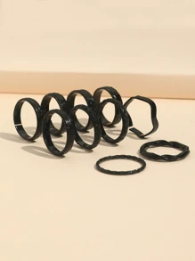 10pcs/set Twisted Ring Kit In Minimalist Design For Index Finger With Cool Ins Vibe - Black - View 2