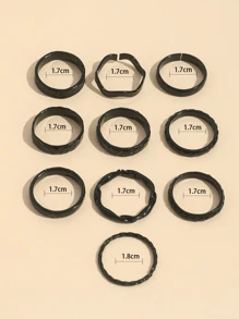 10pcs/set Twisted Ring Kit In Minimalist Design For Index Finger With Cool Ins Vibe - Black - View 5
