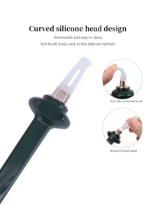 Eyeliner Brush,Reusable Silicone Eyeliner Brush Makeup Brush Cosmetic Brush Makeup Tools - Dark Green - View 4
