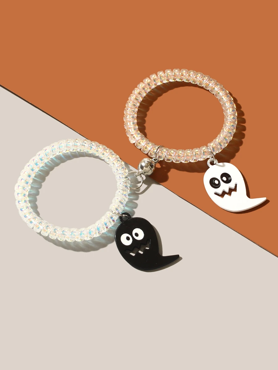 Ghost Charm Bracelet - Black and White - View 1