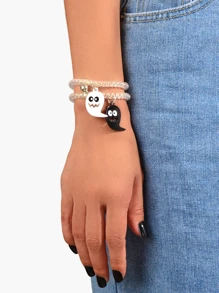 Ghost Charm Bracelet - Black and White - View 2