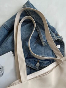 Lightweight,Business Casual Floral & Slogan Embroidery Shopper Bag School Bag For Graduate, Teen Girls, Freshman, Sophomore, Junior & Senior In College, University & High School, Perfect For Outdoors ,Travel & Back To School For Teen Girls Women College Students,Rookies & White-Collar Workers Perfect For Office,College,Work ,Business,Commute,Outdoors, Travel, Outings, Literary School Bag & Book Bag For Women Or Students, Perfect For Books, Shopping, Back To School And More